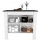 Tuhome Cala Kitchen Island, Four Legs, Three Shelves, White/Onyx ABX6535 - alternate 8